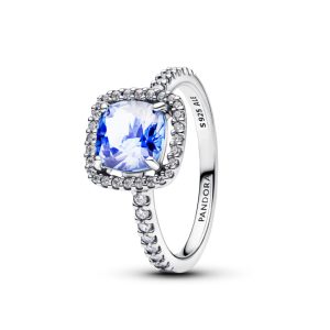 Каблучка Pandora  з синім квадратним каменем 193550C01