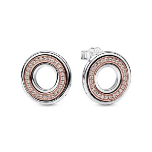 Сережки Pandora двоколірні Сяюче коло 282780C01