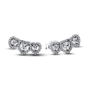 Сережки Pandora "Трилогія сердець з ореолом" 294411C01