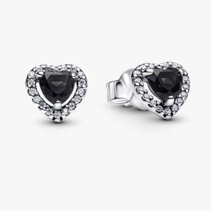 Сережки Pandora "Об’ємне чорне серце" 298427C03